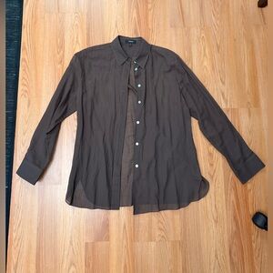 Theory Brown Sheer Button-Down Shirt